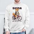 柴犬 いぬ イラスト 柴犬好き 犬好き 自転車 かわいい おもしろ レトロ Ride For Life's Joy 長袖tシャツ スウェットシャツ 高齢者への贈り物