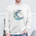 海の波から現れる芸術的なクジラ スウェットシャツ 高齢者への贈り物
