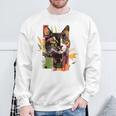 猫 抽象的 かわいい アート ポートレート 動物 恋人 グラフィック 猫 スウェットシャツ 高齢者への贈り物