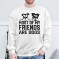 面白い 私の友達のほとんどは犬です ミニチュアシュナウザー スウェットシャツ 高齢者への贈り物