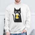 面白い黒猫はビールが大好きおもしろいビール好き スウェットシャツ 高齢者への贈り物