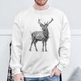 鹿 絵 グラフィック 動物 アート モチーフ 鹿 スウェットシャツ 高齢者への贈り物