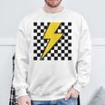 黄色の稲妻チェッカー審美的レーシング 長袖tシャツ スウェットシャツ 高齢者への贈り物