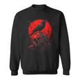 Black Gothic Raven Skull Red Moon Graphic Black Crow Sweatshirt