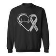 Brain Tumor Awareness Heart Brain Cancer Gray Ribbon Support Sweatshirt