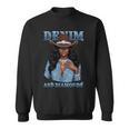 Denim And Diamonds African Melanin Cowgirls Western Sweatshirt