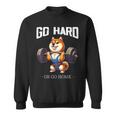 Go Hard Or Go Home 柴犬 犬 ウエイトリフティング フィットネス ジム スウェットシャツ