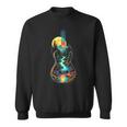 Guitar Lake Reflections Forest Pine Tree Moon Camp Guitarist Sweatshirt