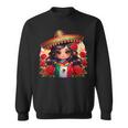 Long Haired Curvy Mexican Chibi Zarape Roses Mexican Pride スウェットシャツ