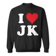 I Love Jk Initials I Heart JK First Last Name J K スウェットシャツ