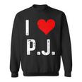 I Love Pj PJ ハート アンティーク調 長袖tシャツ スウェットシャツ