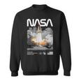 Nasa スペースシャトル打ち上げカラーの黒と白のワームロゴ スウェットシャツ