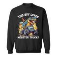This Boy Loves Monster Trucks 恐竜モンスタートラック スウェットシャツ