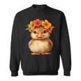 かわいいアヒルの子と花冠 スウェットシャツ