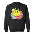 かわいいスマイルフェイス 花 ハッピーフェイス 花 ハート キッズ ガールズ スウェットシャツ