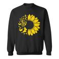 ひまわりと蝶のシルエット、自然の調和。 スウェットシャツ