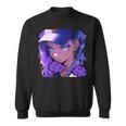 アニバエオタク美少女アニメ少女 紫髪ミステリアス スウェットシャツ