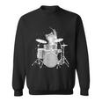 キュートで面白い猫のドラマー ドラムを弾くパンク ロックスター グラフィック スウェットシャツ