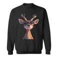 サングラスの角を持つ雄鹿狩猟鹿トナカイ赤鹿 スウェットシャツ