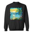 トロピカルビーチ 太陽 オーシャン ヤシの木 ゴッホスタイル アートデザイン スウェットシャツ