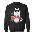 ネコとドラム 猫とサングラス ネコ好き 猫飼い 愛猫家 ドラム ドラムセット バンド ジャズ音楽 ねこ ネコ 猫 スウェットシャツ