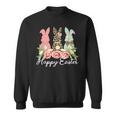 ハッピーイースター 3匹のウサギ 春のハント 卵 おもしろウサギ スウェットシャツ