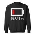 バッテリー残量1 バッテリー切れtシャツ バッテリー残量が少ない スウェットシャツ
