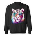 ホワイトタイガー サングラス カラフル アート 動物 虎 スウェットシャツ