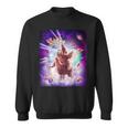 レーザーアイズスペースキャットライディングナマケモノ、ラマ-レインボー スウェットシャツ