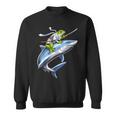侍ニンジャカエルがサメに乗る日本の戦士面白い スウェットシャツ
