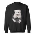 犬好きの方へのギフト サモエド ポケットに入った面白い犬の顔 スウェットシャツ