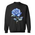 美しいブルーローズフローラルブルーフラワー スウェットシャツ