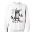 Feral And Free Raccoon Raccoon 4Th Of July Usa Flag Sweatshirt