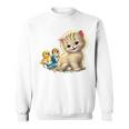 Kitten With Happy Little Birds スウェットシャツ