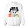 Nope 眠るシベリアンハスキーデザイン 長袖tシャツ スウェットシャツ