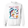 Stop Finning ジンベエザメ シュモクザメサメの種類タイダイ 長袖tシャツ スウェットシャツ