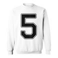 【バックプリント・背中側】5 数字 背番号 ユニフォーム ナンバー【ブラック／黒の文字】スポーツ 野球 サッカー 部活 スウェットシャツ