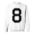 【バックプリント・背中側】8 数字 背番号 ユニフォーム ナンバー【ブラック／黒 の文字】スポーツ 練習着 部活 スウェットシャツ