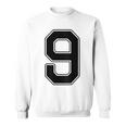 【バックプリント・背中側】9 数字 背番号 ユニフォーム ナンバー【ブラック／黒 の文字】スポーツ 練習着 部活 スウェットシャツ