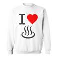 【バックプリント・背中側】アイラブ・温泉 マーク お風呂 銭湯 記号 お土産 旅行 ハート スタッフ 面白い スウェットシャツ