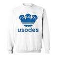 【バックプリント・背中側】ウソデス Usodes かわうそです。《ブルー 青》スポーツ ブランド パロディ 面白い スウェットシャツ