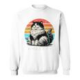 わがままボディ 猫 ねこ 太ったねこ ぽっちゃり ねこ好き かわいい おもしろ 面白い おもろい 手書き レトロ 長袖tシャツ スウェットシャツ