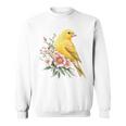 カナリアの鳥好き、ピンクの花のかわいい鳥、自然。 スウェットシャツ