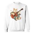 ギターを弾く日本の侍猫 忍者 浮世絵 アニメ スウェットシャツ