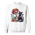 スケルトン ハグ 猫 シュガー スカル Día Los Muertos ハロウィン スウェットシャツ
