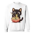 ヌードルキャット黒猫ラーメンデザイン スウェットシャツ