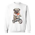 パグ いぬ イラスト パグ好き 犬好き 自転車 かわいい おもしろ レトロ かっこいい スウェットシャツ