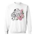 ピアノの鍵盤、音符、花 スウェットシャツ
