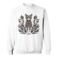 マンダラデザインのかわいい猫の曼荼羅。 長袖tシャツ スウェットシャツ