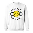 レトロ ヴィンテージ イエロー ハッピー スマイル スマイル フェイス デイジーフラワー スウェットシャツ
